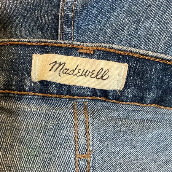 Madewell Slim Wide-Leg Crop Jeans Blue Raw Hem Size 23 - Picture 7 of 13